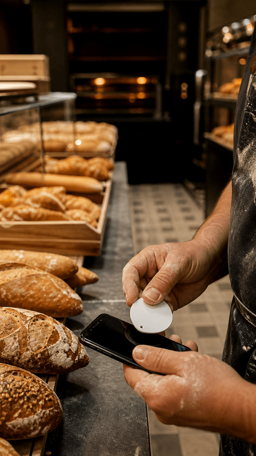 Une boulangerie de quartier, un pointage avant l'ouverture.